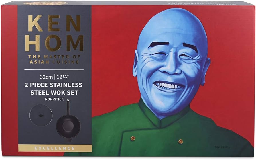 Ken Hom 2 piece stainless steel wok set - 32cm