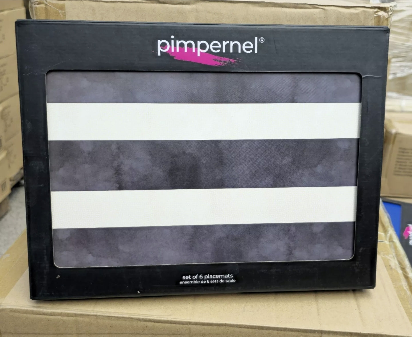 Pimpernel 30.5cm X 23cm Cork-Backed Luxury Mono Placemats Set of 6