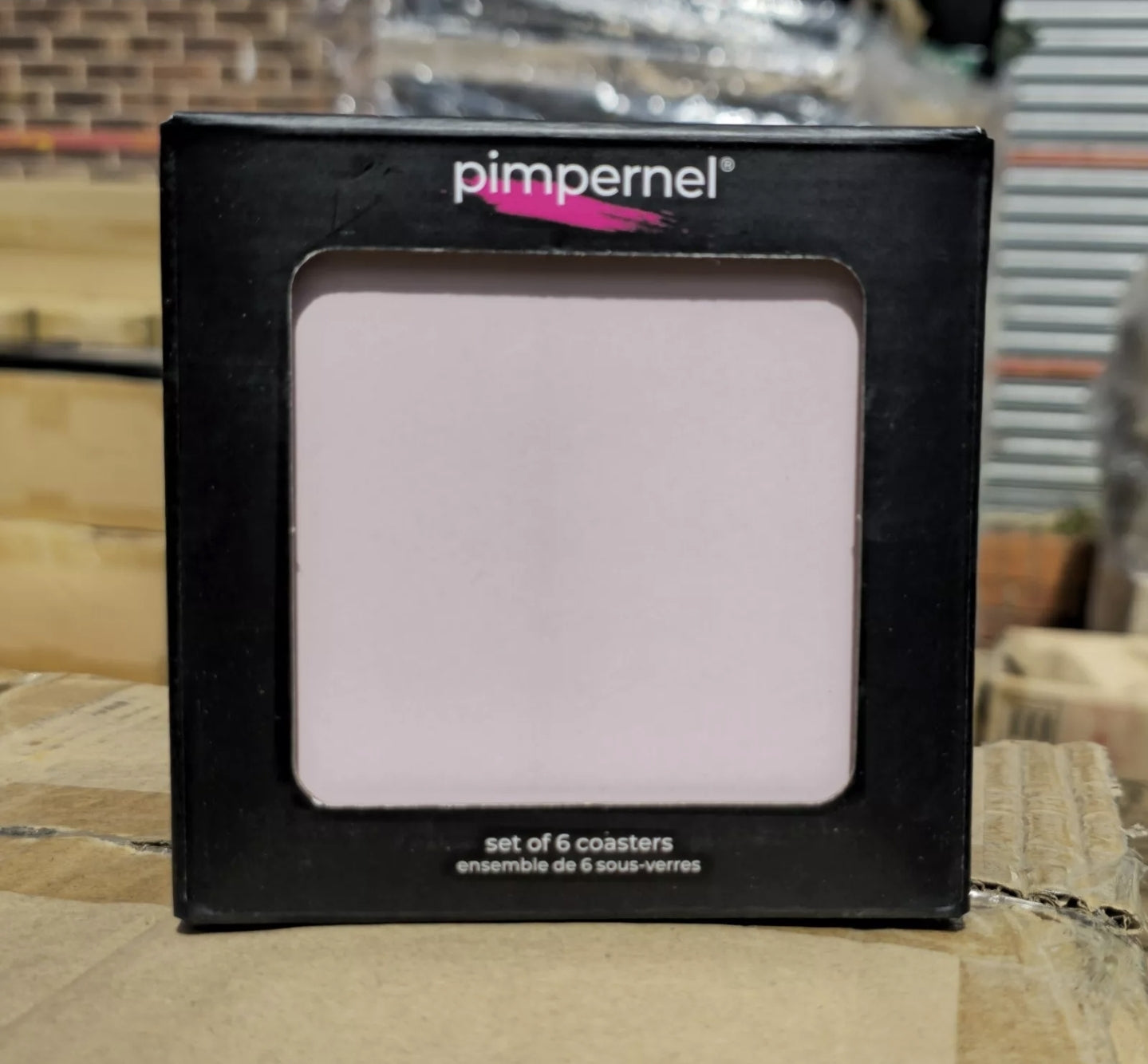 Pimpernel Cork-Backed Luxury Flossy Pink Drinks Coasters Set of 6