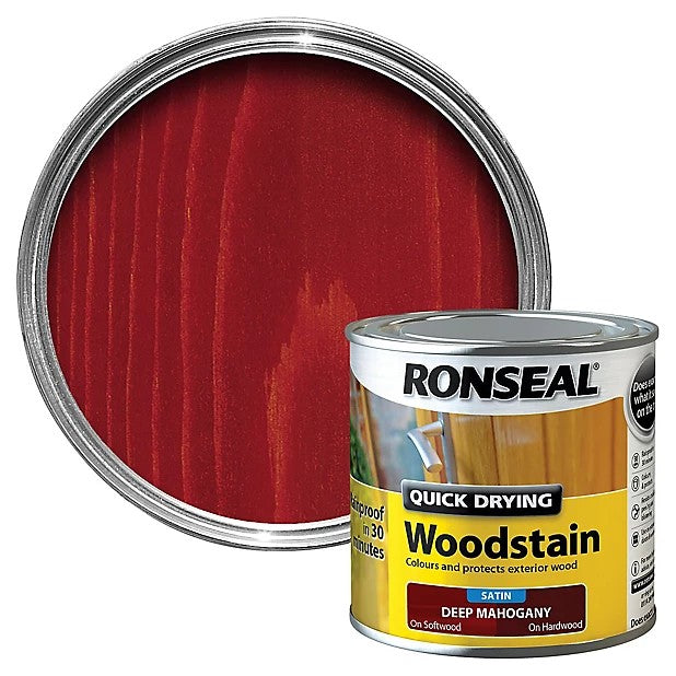 Ronseal quick drying wood stain 250ml - Deep mahogany Mahogany