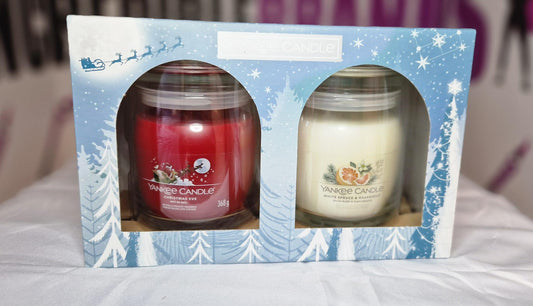 Yankee Candle Christmas Set Medium Christmas Eve & White Spruce and Grapefruit